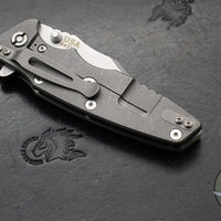 Hinderer Eklipse 3.5"- Bowie Edge- Working Finish Ti And Translucent Green G-10 Handle- Stonewash S45VN Blade