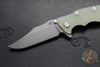 Hinderer Eklipse 3.5"- Bowie Edge- Working Finish Ti And Translucent Green G-10 Handle- Working Finish S45VN Blade