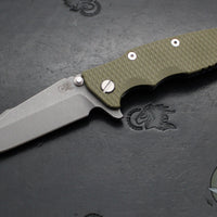 Hinderer Eklipse 3.5"- Harpoon Spanto- Battle Blue Finished Titanium And OD Green G-10- Working Finish S45VN Steel Blade