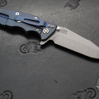 Hinderer Eklipse 3.5"- Harpoon Spanto- Battle Blue Finished Titanium And OD Green G-10- Working Finish S45VN Steel Blade