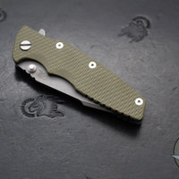 Hinderer Eklipse 3.5"- Harpoon Spanto- Battle Blue Finished Titanium And OD Green G-10- Working Finish S45VN Steel Blade