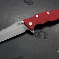 Hinderer Eklipse 3.5"- Harpoon Spanto- Battle Blue Finished Titanium And Red G-10- Working Finish S45VN Steel Blade