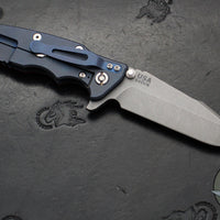 Hinderer Eklipse 3.5"- Harpoon Spanto- Battle Blue Finished Titanium And Red G-10- Working Finish S45VN Steel Blade