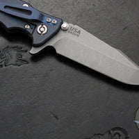 Hinderer Eklipse 3.5"- Harpoon Spanto- Battle Blue Finished Titanium And Red G-10- Working Finish S45VN Steel Blade