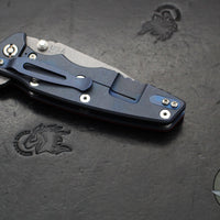 Hinderer Eklipse 3.5"- Harpoon Spanto- Battle Blue Finished Titanium And Red G-10- Working Finish S45VN Steel Blade