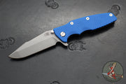 Hinderer Eklipse 3.5"- Harpoon Spanto- Battle Bronze Finished Titanium And Blue G-10- Working Finish S45VN Steel Blade