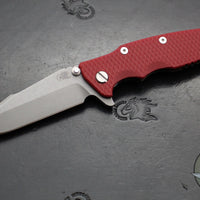 Hinderer Eklipse 3.5"- Harpoon Spanto- Battle Bronze Finished Titanium And Red G-10- Working Finish S45VN Steel Blade