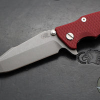 Hinderer Eklipse 3.5"- Harpoon Spanto- Battle Bronze Finished Titanium And Red G-10- Working Finish S45VN Steel Blade