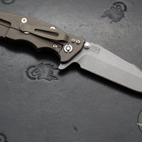 Hinderer Eklipse 3.5"- Harpoon Spanto- Battle Bronze Finished Titanium And Red G-10- Working Finish S45VN Steel Blade