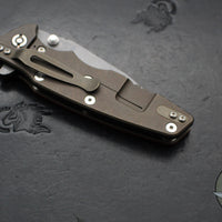 Hinderer Eklipse 3.5"- Harpoon Spanto- Battle Bronze Finished Titanium And Red G-10- Working Finish S45VN Steel Blade