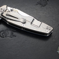 Hinderer Eklipse 3.5"- Harpoon Spanto- Stonewash Finished Titanium And BlueBlack G-10- Stonewash S45VN Steel Blade