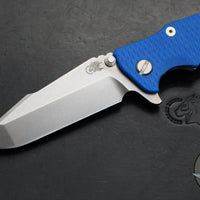 Hinderer Eklipse 3.5"- Harpoon Spanto- Stonewash Finished Titanium And Blue G-10- Stonewash S45VN Steel Blade