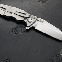 Hinderer Eklipse 3.5"- Harpoon Spanto- Stonewash Finished Titanium And Blue G-10- Stonewash S45VN Steel Blade