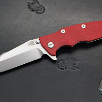 Hinderer Eklipse 3.5"- Harpoon Spanto- Stonewash Finished Titanium And Red G-10- Stonewash S45VN Steel Blade