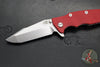 Hinderer Eklipse 3.5"- Harpoon Spanto- Stonewash Finished Titanium And Red G-10- Stonewash S45VN Steel Blade