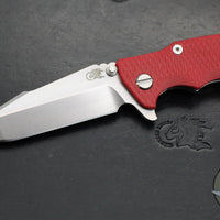 Hinderer Eklipse 3.5"- Harpoon Spanto- Stonewash Finished Titanium And Red G-10- Stonewash S45VN Steel Blade