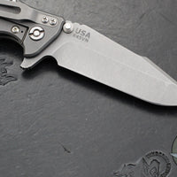 Hinderer Eklipse 3.5"- Harpoon Spanto- Working Finish Titanium And Translucent Green G-10- Working Finish S45VN Steel Blade