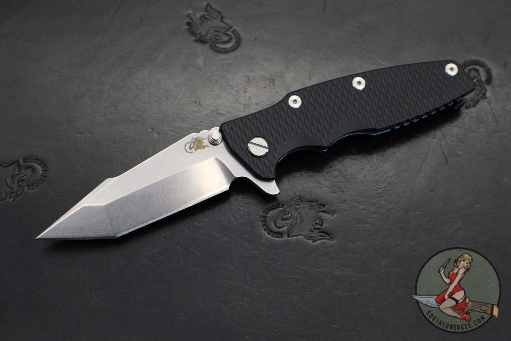 Hinderer Eklipse 3.5"- Harpoon Tanto- Battle Blue Titanium And Black G-10- Stonewash Finished S45VN Blade