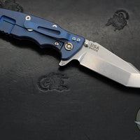 Hinderer Eklipse 3.5"- Harpoon Tanto- Battle Blue Titanium And Black G-10- Stonewash Finished S45VN Blade