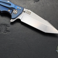 Hinderer Eklipse 3.5"- Harpoon Tanto- Battle Blue Titanium And Red G-10- Stonewash Finished S45VN Blade