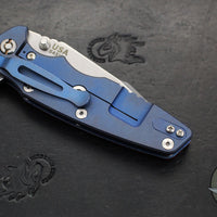 Hinderer Eklipse 3.5"- Harpoon Tanto- Battle Blue Titanium And Red G-10- Stonewash Finished S45VN Blade