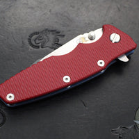 Hinderer Eklipse 3.5"- Harpoon Tanto- Battle Blue Titanium And Red G-10- Stonewash Finished S45VN Blade