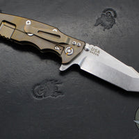 Hinderer Eklipse 3.5"- Harpoon Tanto- Stonewash Bronze Finished Titanium And FDE G-10- Stonewash Finished S45VN Blade