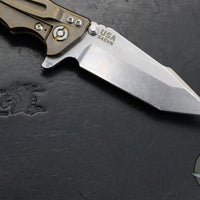 Hinderer Eklipse 3.5"- Harpoon Tanto- Stonewash Bronze Finished Titanium And FDE G-10- Stonewash Finished S45VN Blade