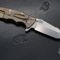 Hinderer Eklipse 3.5"- Harpoon Tanto- Stonewash Bronze Finished Titanium And Orange G-10- Stonewash Finished S45VN Blade