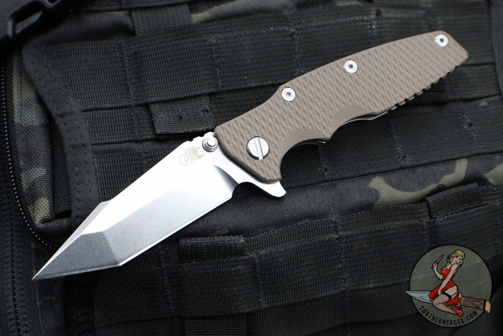 Hinderer Eklipse 3.5"- Harpoon Tanto- Stonewash Finished Titanium And FDE G-10- Stonewash Finished S45VN Blade