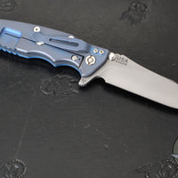 Hinderer Eklipse 3.5"- Slicer Edge- Hollow Grind- Battle Blue Titanium and Various G-10 Scales- Working Finish S45VN Blade