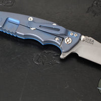 Hinderer Eklipse 3.5"- Slicer Edge- Hollow Grind- Battle Blue Titanium and Various G-10 Scales- Working Finish S45VN Blade