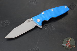 Hinderer Eklipse 3.5"- Slicer Edge- Hollow Grind- Battle Blue Titanium and Various G-10 Scales- Working Finish S45VN Blade