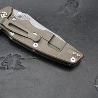 Hinderer Eklipse 3.5"- Slicer Edge- Hollow Grind- Battle Bronze Titanium and Various G-10 Scales- Working Finish S45VN Blade