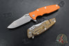Hinderer Eklipse 3.5"- Spearpoint Blade- Stonewash Bronze Titanium and Orange G-10- Stonewash Finished Blade
