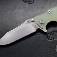 Hinderer Eklipse 3.5"- Spearpoint Blade- Stonewash Titanium and Translucent Green G-10- Stonewash Finished Blade