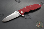 Hinderer Eklipse 3.5"- Spearpoint Blade- Stonewash Titanium and Red G-10- Stonewash Finished S45VN Blade