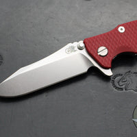 Hinderer Eklipse 3.5"- Spearpoint Blade- Stonewash Titanium and Red G-10- Stonewash Finished S45VN Blade