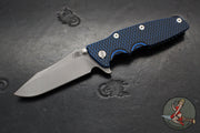 Hinderer Eklipse 3.5" Spearpoint Blade- Battle Blue Finished Titanium and BlueBlack G-10- Working Finish S45VN Steel Blade