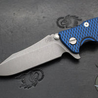 Hinderer Eklipse 3.5" Spearpoint Blade- Working Finish Titanium and BlueBlack G-10- Working Finish Blade