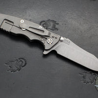 Hinderer Eklipse 3.5" Spearpoint Blade- Working Finish Titanium and BlueBlack G-10- Working Finish Blade