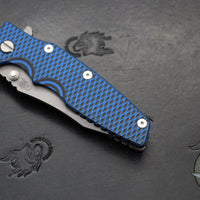 Hinderer Eklipse 3.5" Spearpoint Blade- Working Finish Titanium and BlueBlack G-10- Working Finish Blade