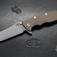 Hinderer Eklipse 3.5" Spearpoint Blade- Working Finish Titanium and FDE G-10- Working Finish Blade