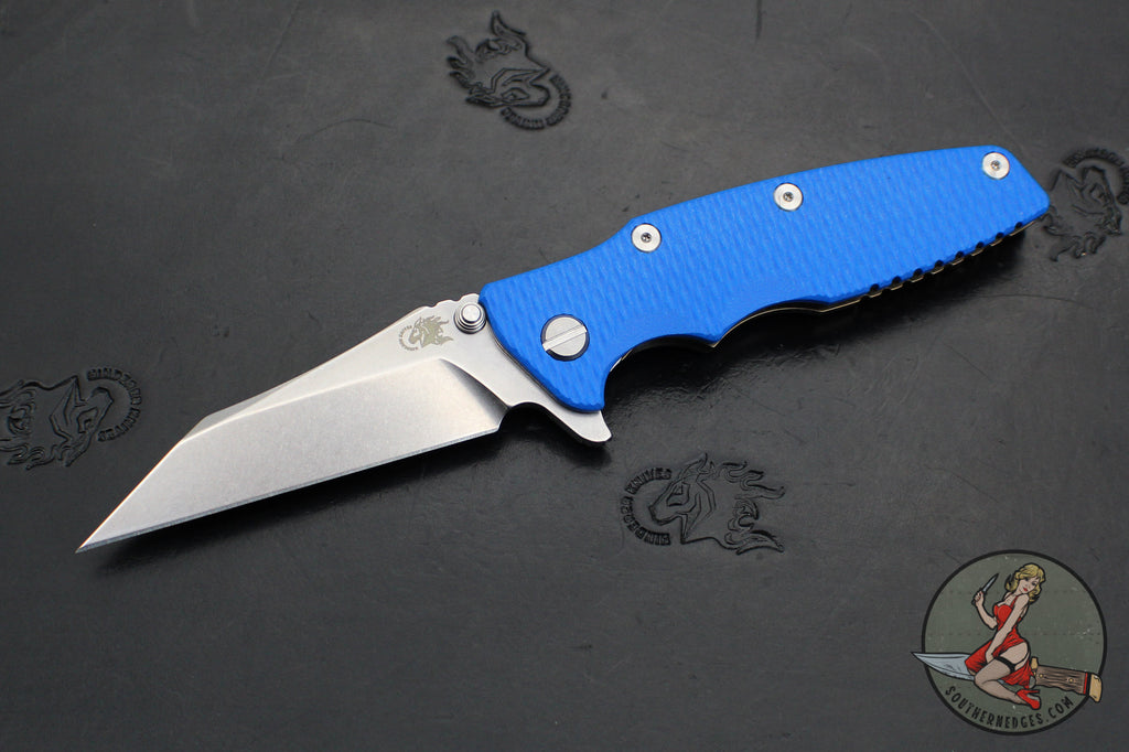 Hinderer Eklipse 3.5"- Wharncliffe Blade- Stonewash Bronze Titanium and Blue G-10- Stonewash Finished Blade