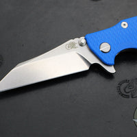 Hinderer Eklipse 3.5"- Wharncliffe Blade- Stonewash Bronze Titanium and Blue G-10- Stonewash Finished Blade