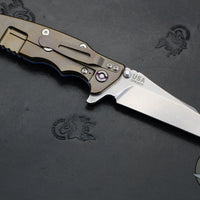 Hinderer Eklipse 3.5"- Wharncliffe Blade- Stonewash Bronze Titanium and Blue G-10- Stonewash Finished Blade