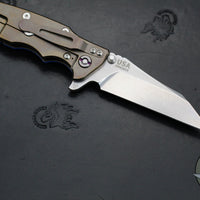 Hinderer Eklipse 3.5"- Wharncliffe Blade- Stonewash Bronze Titanium and Blue G-10- Stonewash Finished Blade