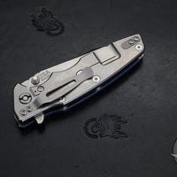 Hinderer Eklipse 3.5"- Wharncliffe Blade- Stonewash Titanium and Blue G-10- Stonewash Finished Blade