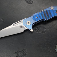 Hinderer Fulltrack- Wharncliffe Edge- Stonewash Blue Titanium And Various G-10 Handle- Stonewash Blade
