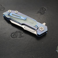 Hinderer Fulltrack- Wharncliffe Edge- Stonewash Blue Titanium And Various G-10 Handle- Stonewash Blade